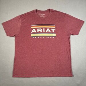 ARIAT‎ Graphic T Shirt Mens 2XL Red Premium Goods Casual Short Sleeve Top